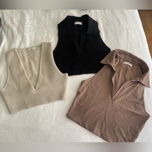 Bundle of 3 Aritzia Babaton Cropped V Neck Tops